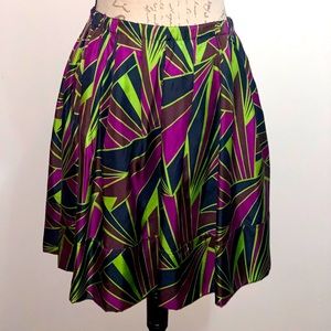 DKNY Silk pleated peacock color skirt